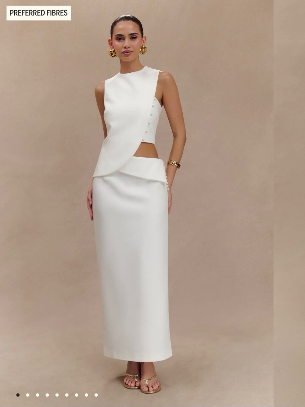 NWT Meshki Astrid Suiting Midi Skirt - White
